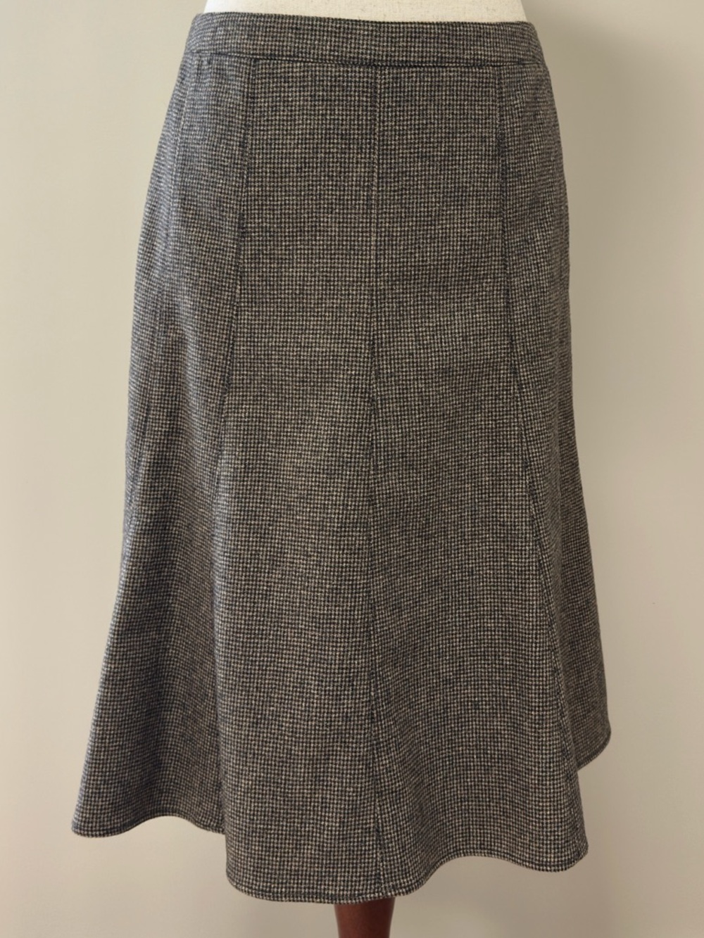ETRO Women’s Brown & Tan Herringbone A-Line Wool Skirt | IT Size 42/US Size 6